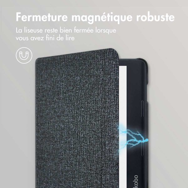 imoshion Étui de liseuse portefeuille Canvas Sleepcover avec support Kobo Sage / Tolino Epos 3 - Glitter Noir