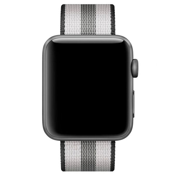 Apple Bracelet en nylon tissé Apple Watch Series 1 à 10 / SE / Ultra (2) (44/45/46/49 mm) - Rayures noires