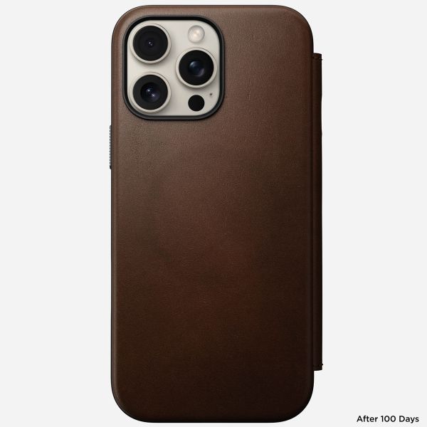 Nomad Étui de télephone portefeuille Modern Leather Folio Apple iPhone 16 Pro Max - Marron