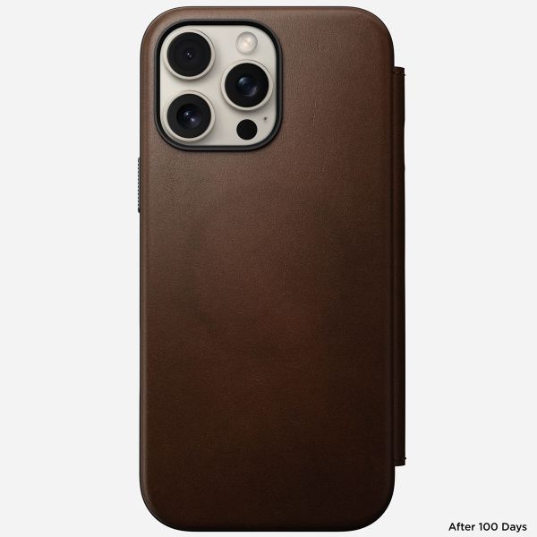 Nomad Étui de téléphone portefeuille Modern Leather Folio iPhone 16 Pro Max - Brown