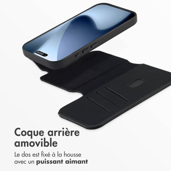 Accezz Étui de télephone portefeuille en cuir 2-en-1 avec MagSafe Apple iPhone 17 Pro - Onyx Black