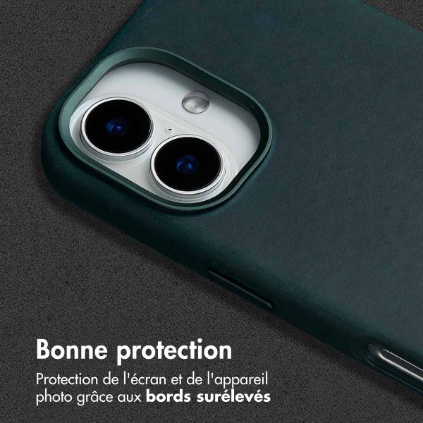 Accezz Coque MagSafe en cuir vintage Apple iPhone 16 - Smokey Green