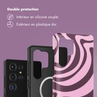 Selencia Coque arrière Vivid avec MagSafe Samsung Galaxy S25 Ultra - Wavy Swirl Pink Plum