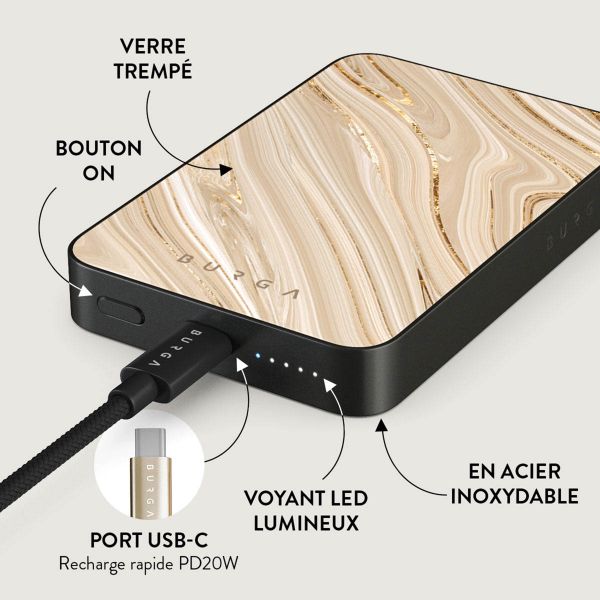 Burga Powerbank magnétique 5 000 mAh - MagSafe et Qi2 - Full Glam / Gunmetal