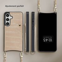 Selencia Coque de télephone Nova Croco avec cordon et porte-cartes Samsung Galaxy S24 / S25 - Beige