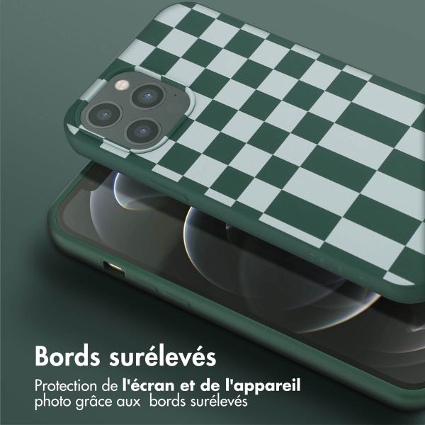 Selencia Coque design en silicone avec cordon amovible Apple iPhone 12 Pro Max - Irregular Check Green