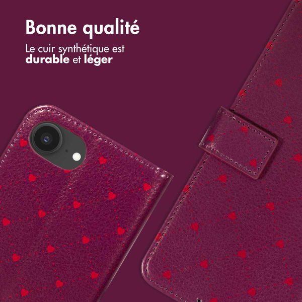 imoshion Étui de télephone portefeuille Design Apple iPhone 16e - Crush Check Coral Dust