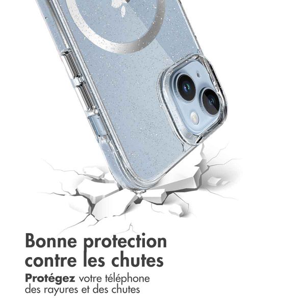 imoshion Coque arrière transparente Pailletée avec MagSafe Apple iPhone 14 - Argent