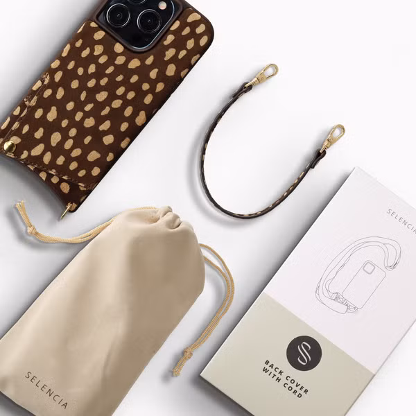 Selencia Nova coque arrière en cuir véritable avec porte-cartes Apple iPhone 14 Pro - Fawn Chic