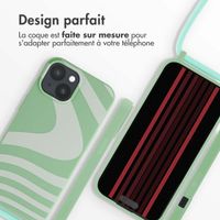 imoshion Coque design en silicone avec cordon Apple iPhone 15 - Retro Green