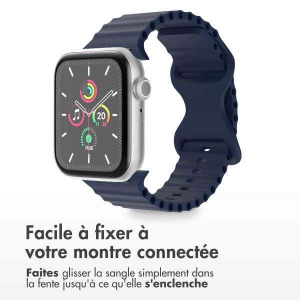 imoshion Bracelet en silicone athlétique Apple Watch Series 1 à 10 / SE / Ultra (2) (44/45/46/49 mm) - Bleu foncé