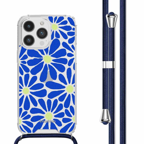 imoshion Coque Design avec cordon iPhone 14 Pro Max - Cobalt Blue Flowers Connect