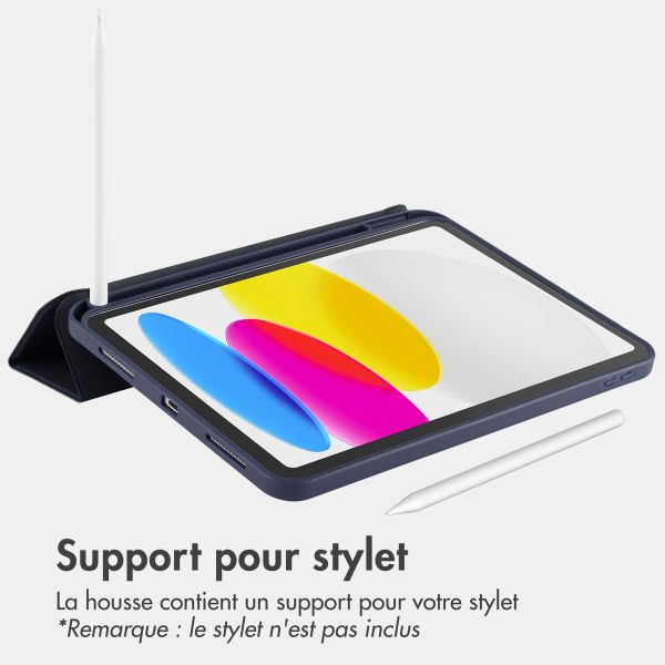 Accezz Coque tablette portefeuille Smart Silicone Apple iPad 11 (2025) 11 pouces A16 / iPad 10 (2022) 10.9 pouces - Bleu foncé