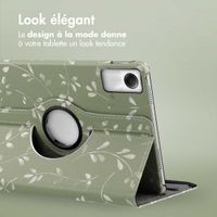 imoshion Coque tablette Design rotatif à 360° Xiaomi Redmi Pad SE - Green Flowers