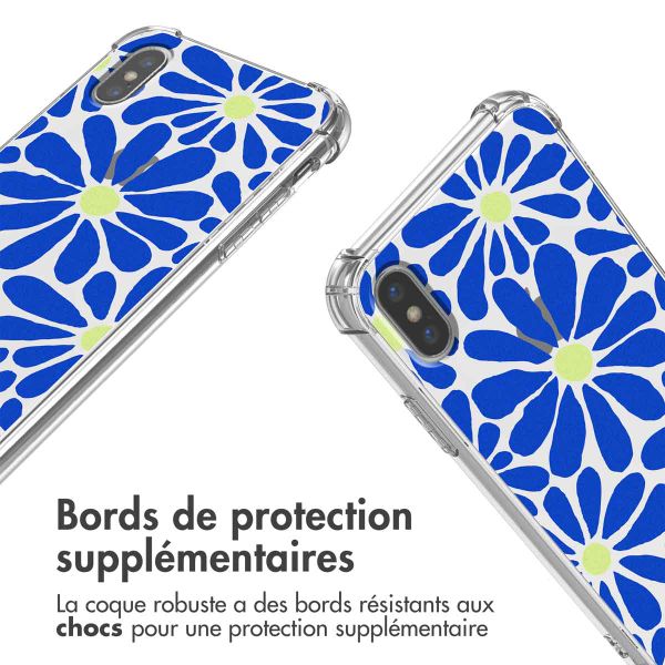 imoshion Coque Design avec cordon Apple iPhone X / Xs - Cobalt Blue Flowers Connect