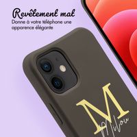 Coque de couleur personnalisée MagSafe avec cordon amovible  et lettre iPhone 12 Pro - Black Coffee