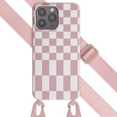 Selencia Coque design en silicone avec cordon amovible Apple iPhone 15 Pro Max - Irregular Check Sand Pink