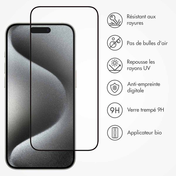 Accezz Protection d'écran en verre trempé avec applicateur iPhone 15 Pro Max - Transparent