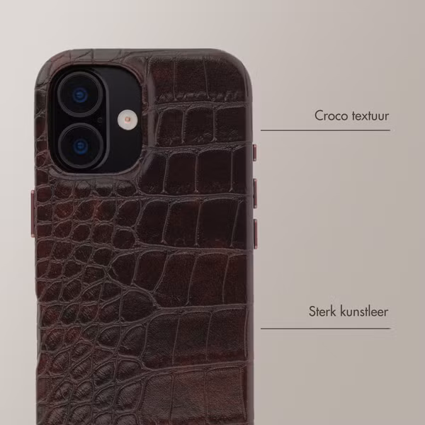 Selencia Coque arrière Croco avec MagSafe Apple iPhone 16 - Choco Brown