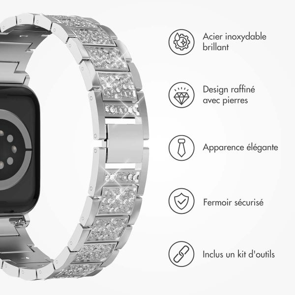 Selencia Bracelet à maillons scintillants Apple Watch Series 1 á 9 / SE (38/40/41 mm) | Series 10 (42 mm) - Argent