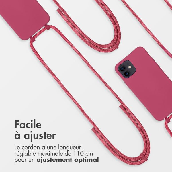 imoshion Coque arrière Color avec cordon amovible et MagSafe Apple iPhone 12 (Pro) - Raspberry