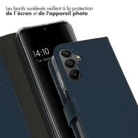 Selencia Étui portefeuille en cuir véritable Samsung Galaxy A15 (5G/4G) - Bleu foncé