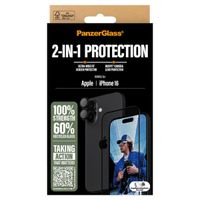 PanzerGlass ﻿Pack 2-en-1 - Protection d'écran antibactérienne Ultra-Wide Fit avec applicateur + Protection de caméra Apple iPhone 16