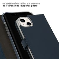 Selencia Étui de téléphone portefeuille en cuir véritable iPhone 14 Plus - Bleu