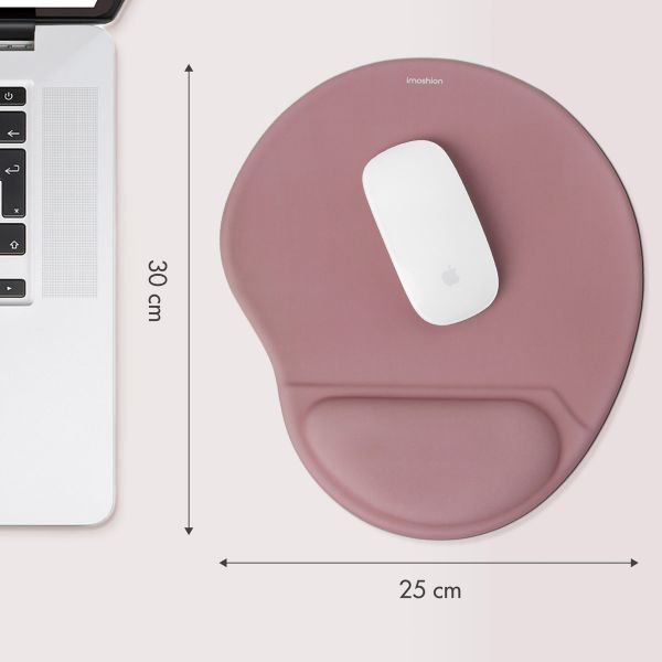 imoshion Tapis de souris ergonomique - Tapis de souris avec repose-poignet - 30 x 25 cm - Vieux rose