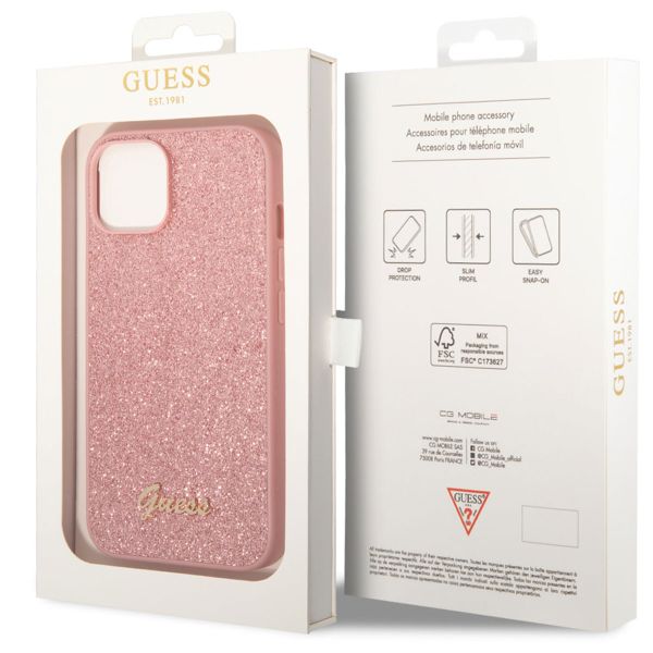 Guess Coque Glitter Flakes Apple iPhone 14 - Rose