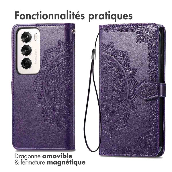 imoshion Etui de téléphone portefeuille Mandala Oppo Reno 12 - Violet