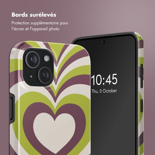 Selencia Coque arrière Vivid avec MagSafe Apple iPhone 15 - Double Hearts Plum Fern
