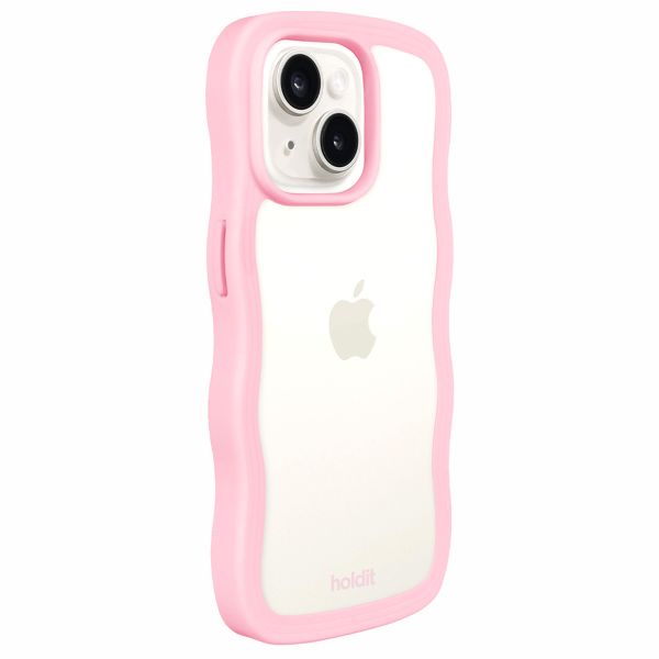 Holdit Coque Wavy iPhone 13/14/15 - Pink / Transparent