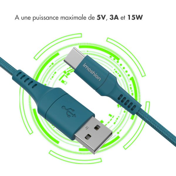 imoshion Braided USB-C vers câble USB - 2 mètre - Bleu foncé