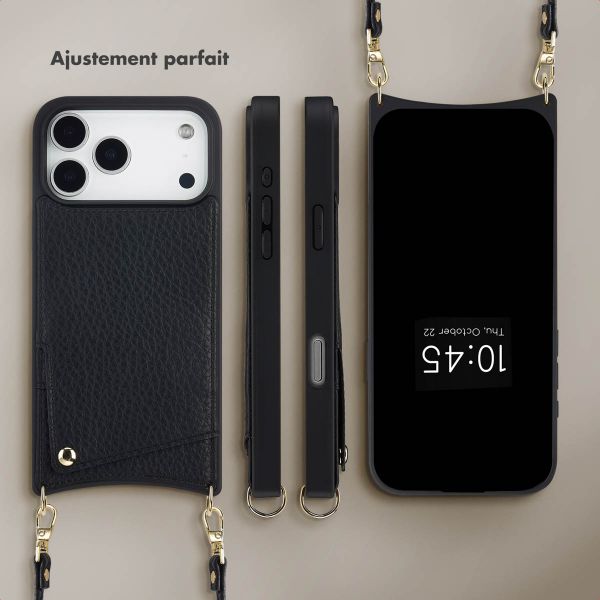 Selencia Coque de télephone Nova avec cordon et porte-cartes Apple iPhone 17 Pro Max - Noir