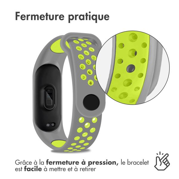 imoshion Bracelet sportif en silicone Xiaomi Mi Band 5 / 6 - Gris / Lime