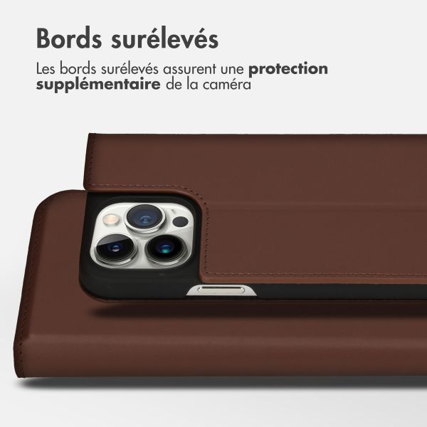 Accezz Étui de télephone Slim Folio en cuir de qualité supérieure Apple iPhone 14 Pro Max - Marron