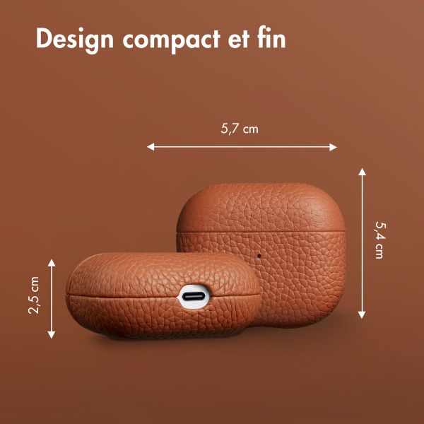 Accezz Coque en Cuir véritable Apple AirPods 3 - Cognac