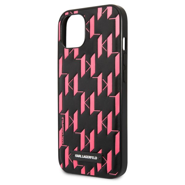 Karl Lagerfeld Coque arrière rigide Monogram Plaque iPhone 13 - Rose