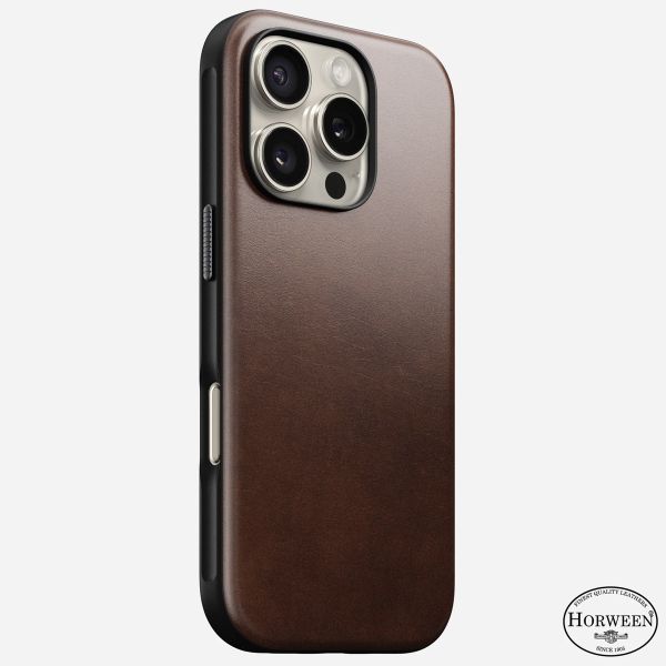 Nomad Coque Modern Horween Leather Apple iPhone 16 Pro - Rustic Brown