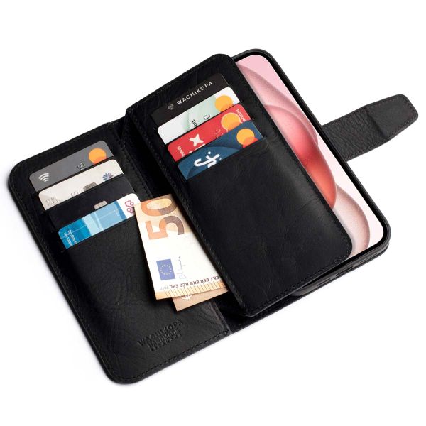 Wachikopa Étui de téléphone portefeuille Multi Wallet iPhone 15 - Black