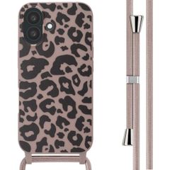 imoshion Coque design en silicone avec cordon Apple iPhone 16 - Animal Pink