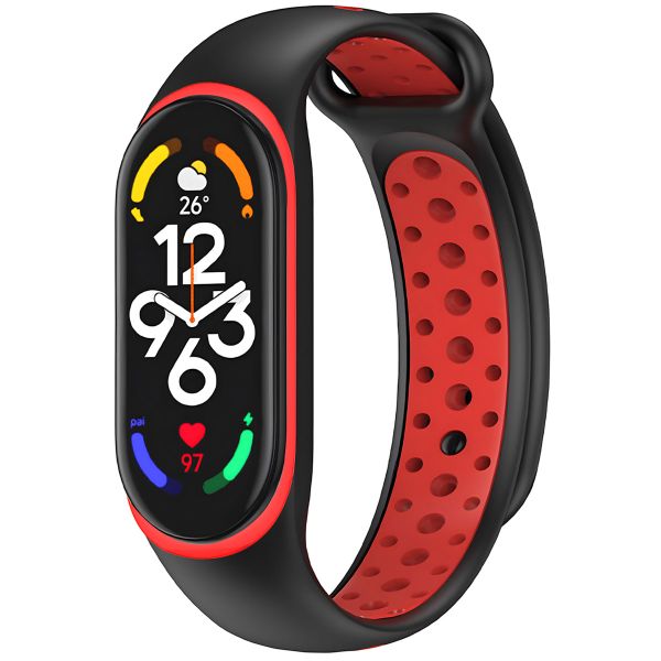 imoshion Bracelet sportif en silicone Xiaomi Mi Band 7 - Noir / Rouge