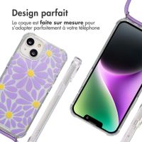 imoshion Coque Design avec cordon Apple iPhone 14 - Tropical Violet Flowers Connect
