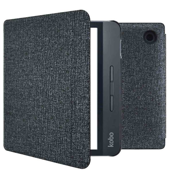 imoshion Étui de liseuse portefeuille Canvas Sleepcover avec support Kobo Libra H2O - Glitter Noir