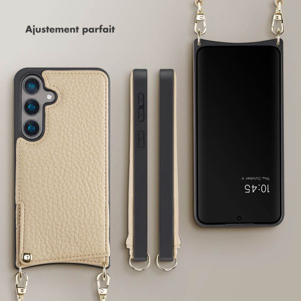 Selencia Coque arrière avec cordon et porte-cartes Nova Samsung Galaxy S24  - Beige