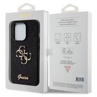 Guess Coque 4G Metal Logo Glitter iPhone 15 Pro - Noir