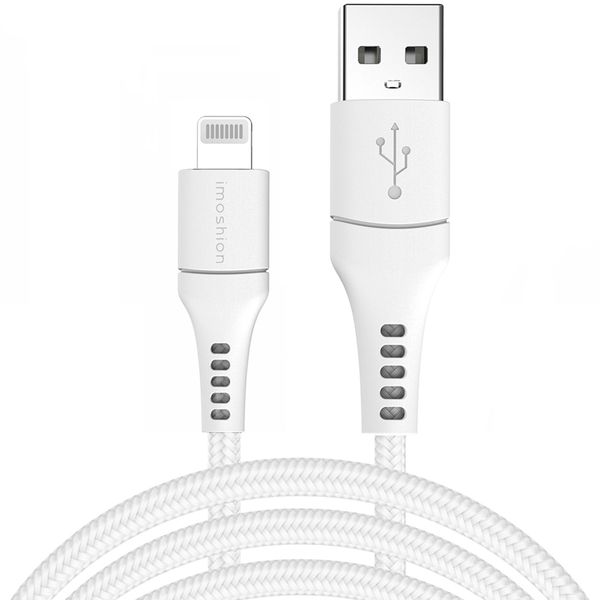 imoshion Câble Lightning vers USB - Certifié MFi - Textile tressé - 3 mètres - Blanc