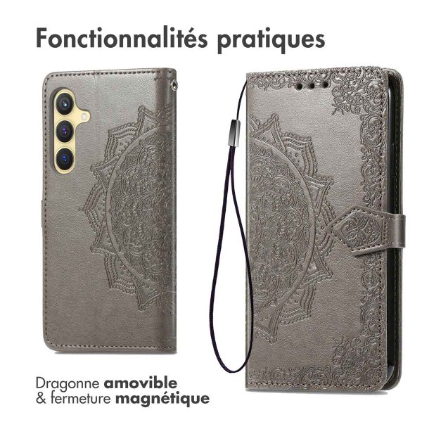 imoshion Etui de téléphone portefeuille Mandala Samsung Galaxy S24 - Gris