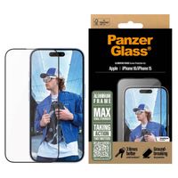 PanzerGlass Protector d'écran avec cadre en aluminium Ultra Wide Fit avec applicateur iPhone 16